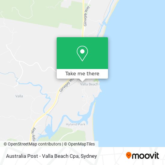 Australia Post - Valla Beach Cpa map