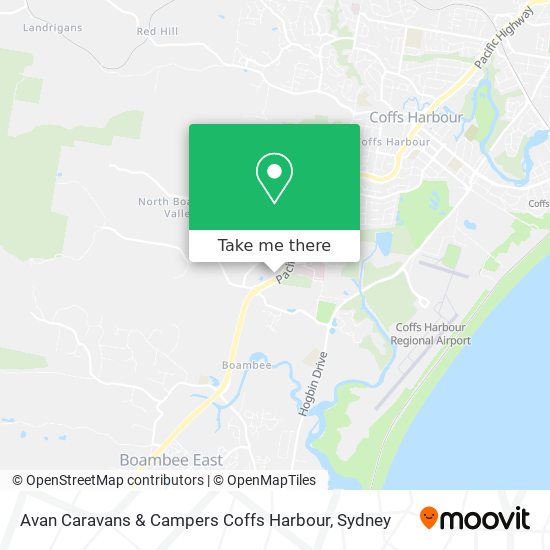 Mapa Avan Caravans & Campers Coffs Harbour