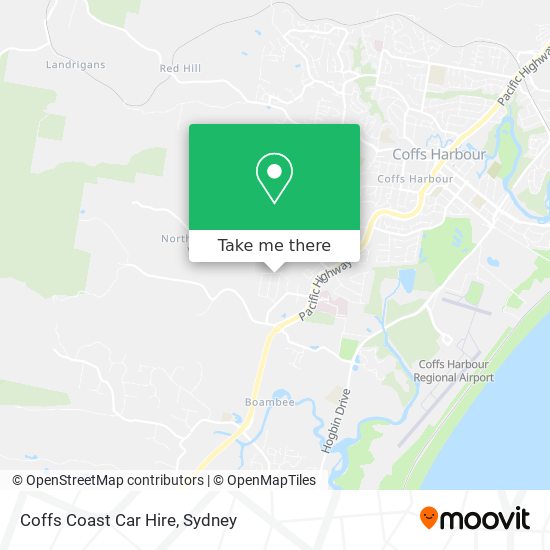 Mapa Coffs Coast Car Hire