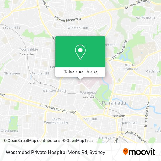 Westmead Private Hospital Mons Rd map
