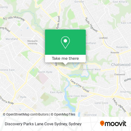 Discovery Parks Lane Cove Sydney map