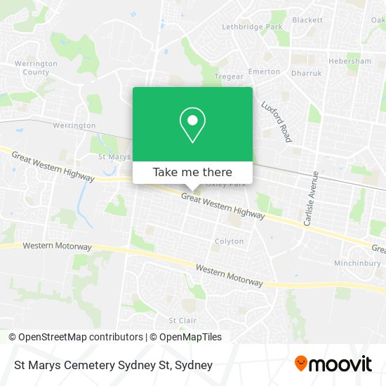 Mapa St Marys Cemetery Sydney St