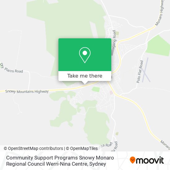 Community Support Programs Snowy Monaro Regional Council Werri-Nina Centre map