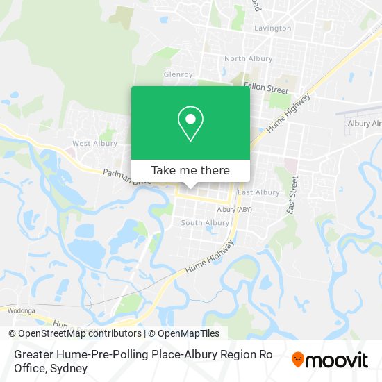 Greater Hume-Pre-Polling Place-Albury Region Ro Office map