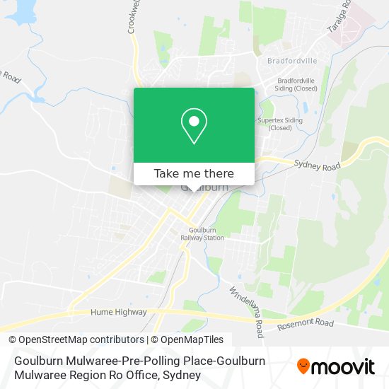 Goulburn Mulwaree-Pre-Polling Place-Goulburn Mulwaree Region Ro Office map