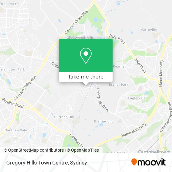 Gregory Hills Town Centre map