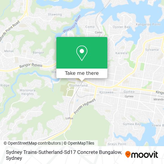 Mapa Sydney Trains-Sutherland-Sd17 Concrete Bungalow