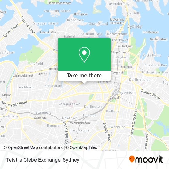 Mapa Telstra Glebe Exchange