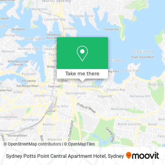 Mapa Sydney Potts Point Central Apartment Hotel