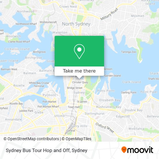 Sydney Bus Tour Hop and Off map