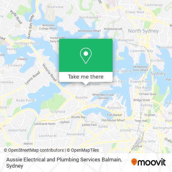 Mapa Aussie Electrical and Plumbing Services Balmain