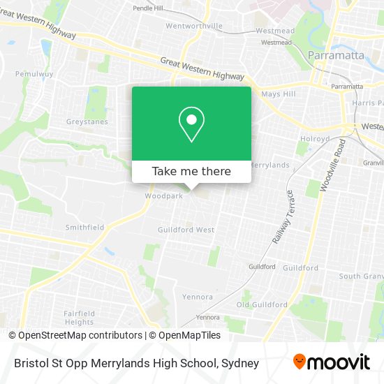 Mapa Bristol St Opp Merrylands High School