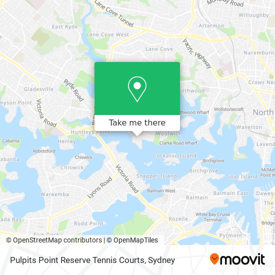 Mapa Pulpits Point Reserve Tennis Courts