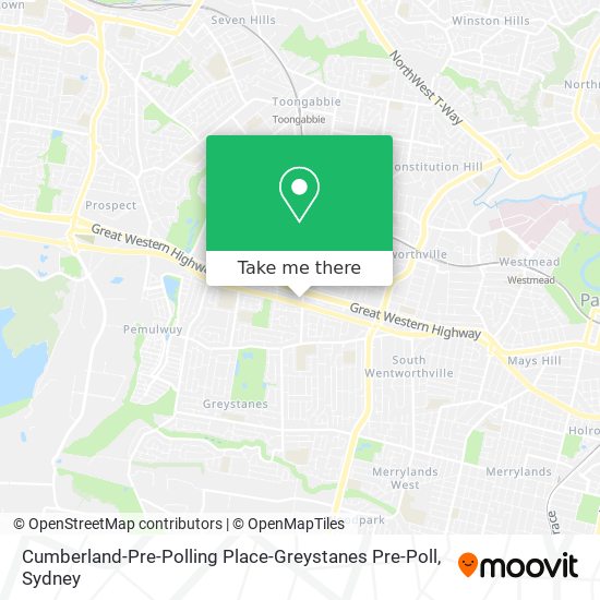 Cumberland-Pre-Polling Place-Greystanes Pre-Poll map