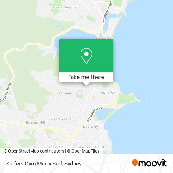 Mapa Surfers Gym Manly Surf