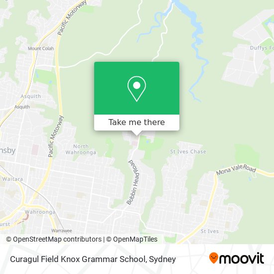 Mapa Curagul Field Knox Grammar School