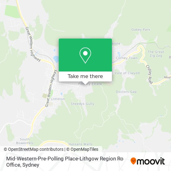 Mid-Western-Pre-Polling Place-Lithgow Region Ro Office map