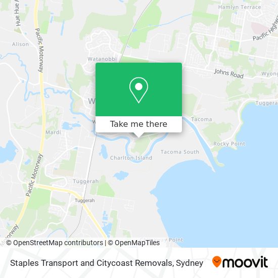 Staples Transport and Citycoast Removals map