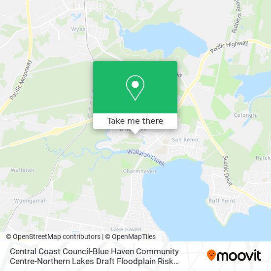 Mapa Central Coast Council-Blue Haven Community Centre-Northern Lakes Draft Floodplain Risk Management