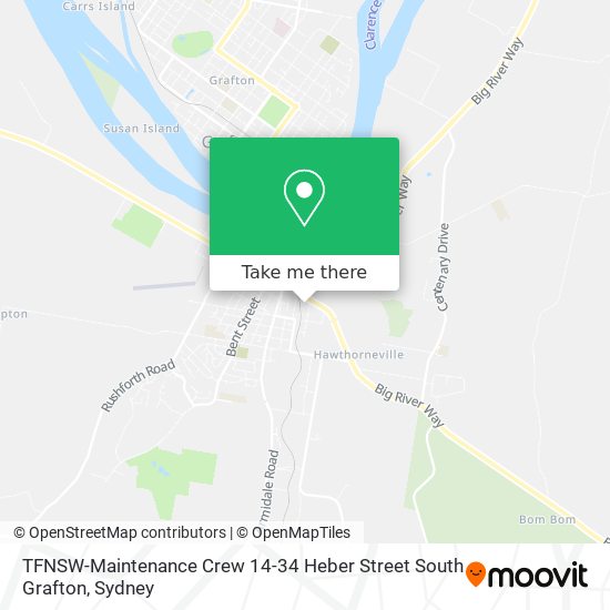 TFNSW-Maintenance Crew 14-34 Heber Street South Grafton map