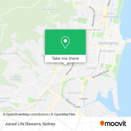 Mapa Juiced Life Illawarra