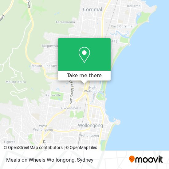 Mapa Meals on Wheels Wollongong