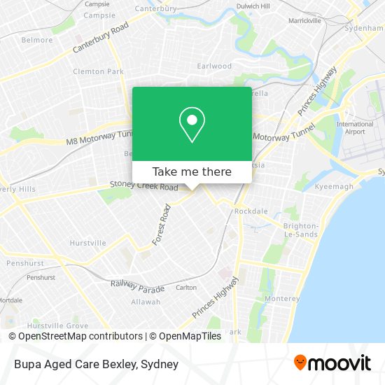 Bupa Aged Care Bexley map