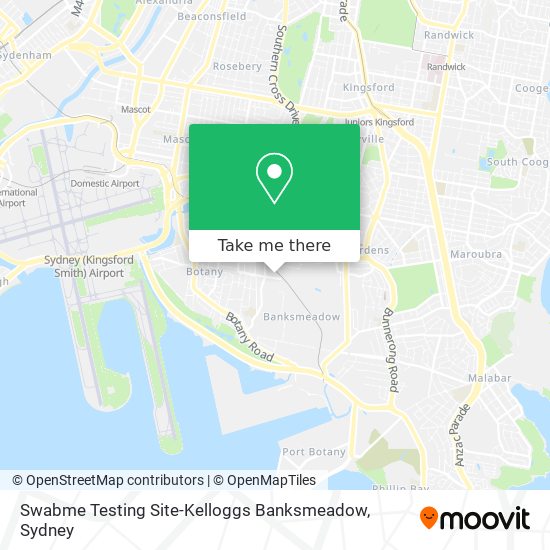 Mapa Swabme Testing Site-Kelloggs Banksmeadow