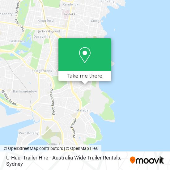 Mapa U-Haul Trailer Hire - Australia Wide Trailer Rentals