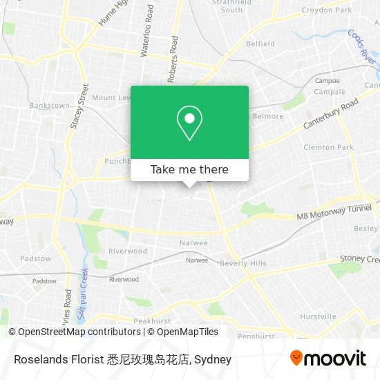 Mapa Roselands Florist 悉尼玫瑰岛花店