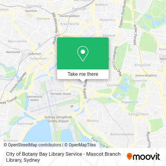 Mapa City of Botany Bay Library Service - Mascot Branch Library