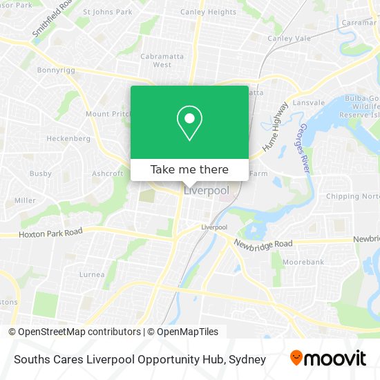 Souths Cares Liverpool Opportunity Hub map