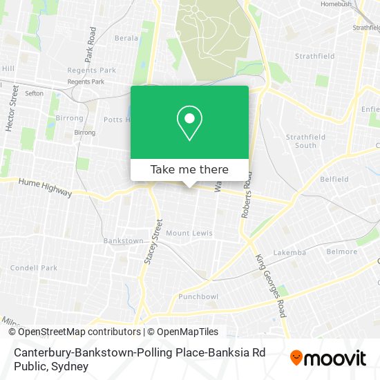 Mapa Canterbury-Bankstown-Polling Place-Banksia Rd Public