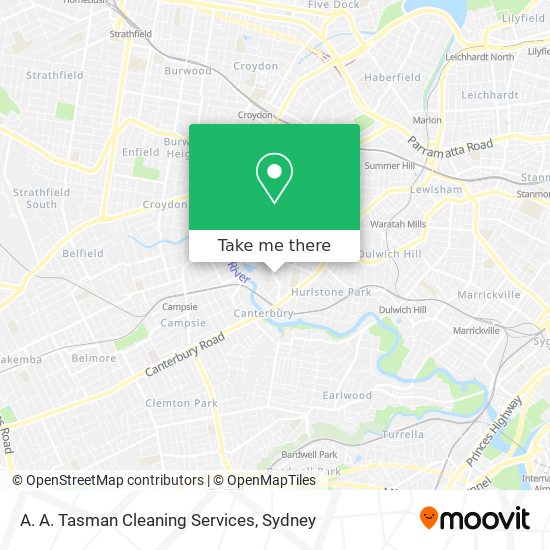 Mapa A. A. Tasman Cleaning Services