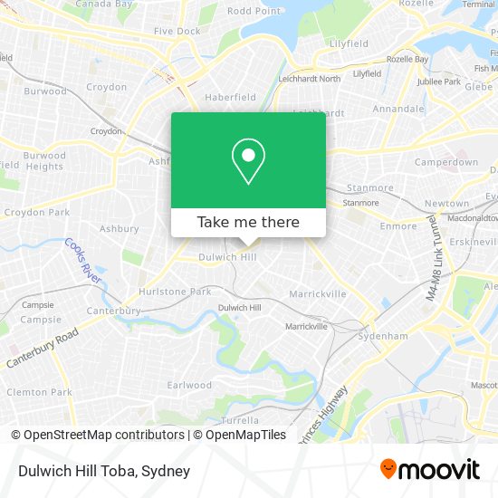 Mapa Dulwich Hill Toba