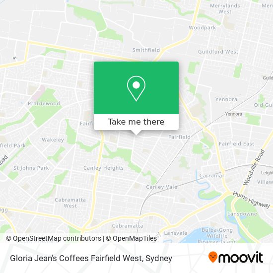 Gloria Jean's Coffees Fairfield West map