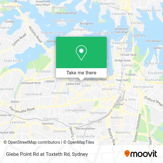 Mapa Glebe Point Rd at Toxteth Rd