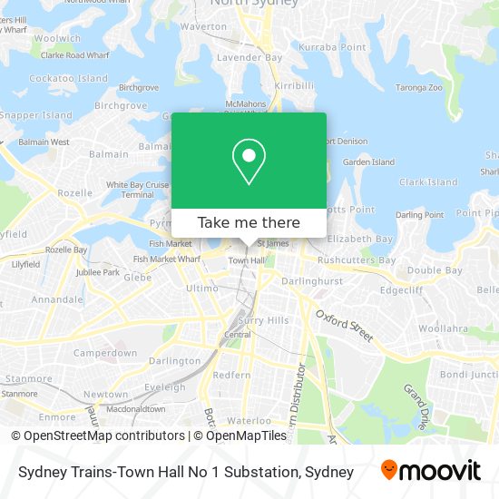 Mapa Sydney Trains-Town Hall No 1 Substation