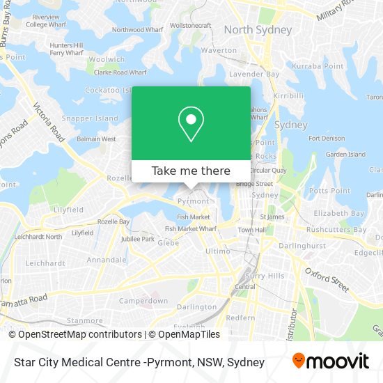Mapa Star City Medical Centre -Pyrmont, NSW