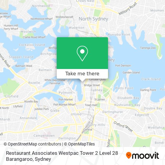 Restaurant Associates Westpac Tower 2 Level 28 Barangaroo map
