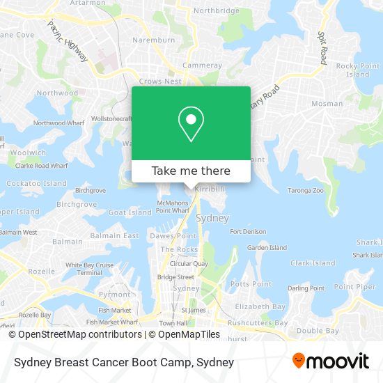 Sydney Breast Cancer Boot Camp map