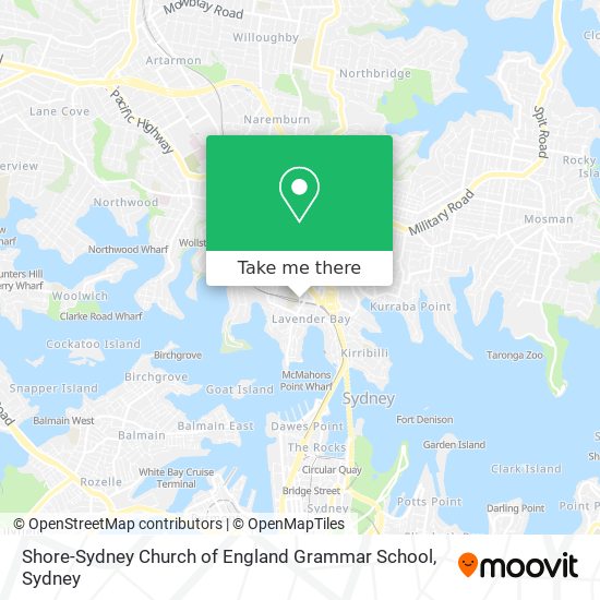 Mapa Shore-Sydney Church of England Grammar School