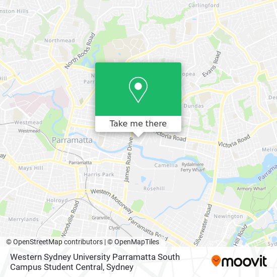 Mapa Western Sydney University Parramatta South Campus Student Central