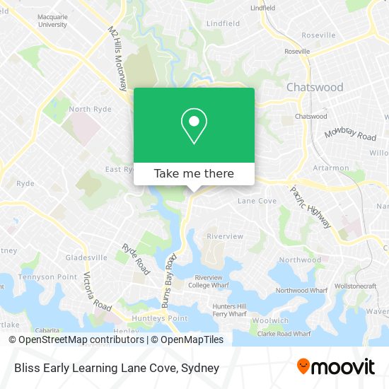 Mapa Bliss Early Learning Lane Cove