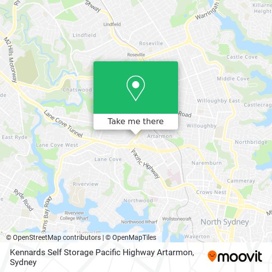 Mapa Kennards Self Storage Pacific Highway Artarmon