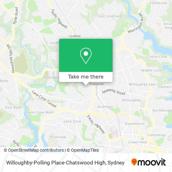 Mapa Willoughby-Polling Place-Chatswood High