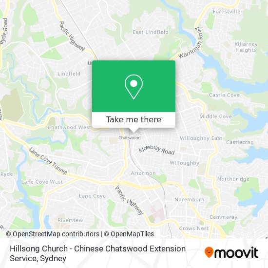 Mapa Hillsong Church - Chinese Chatswood Extension Service