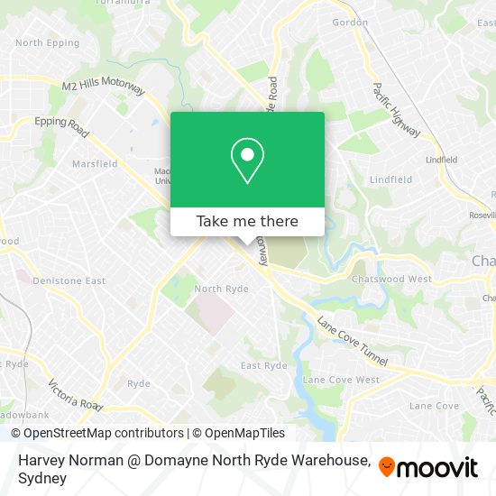 Mapa Harvey Norman @ Domayne North Ryde Warehouse