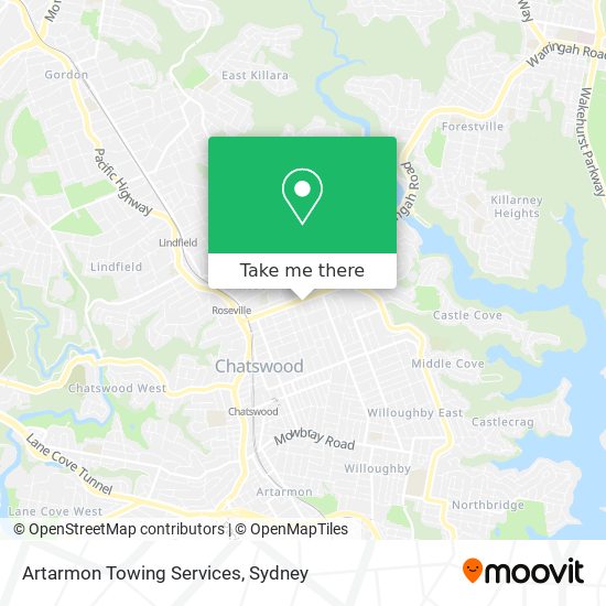 Mapa Artarmon Towing Services