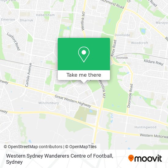 Mapa Western Sydney Wanderers Centre of Football